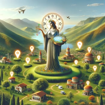 DALL·E 2023-11-27 02.51.03 - A creative image showcasing local SEO in the context of ancient Greek mythology. The scene features Demeter, the Greek goddess of agriculture and harv (1)
